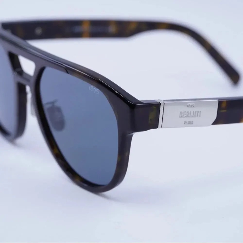 New! Berluti BL40002U 52V Sunglasses with Blue Lenses, Authentic